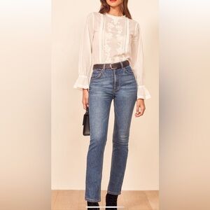 REFORMATION LIZIA HIGH RISE LONG STRAIGHT JEANS